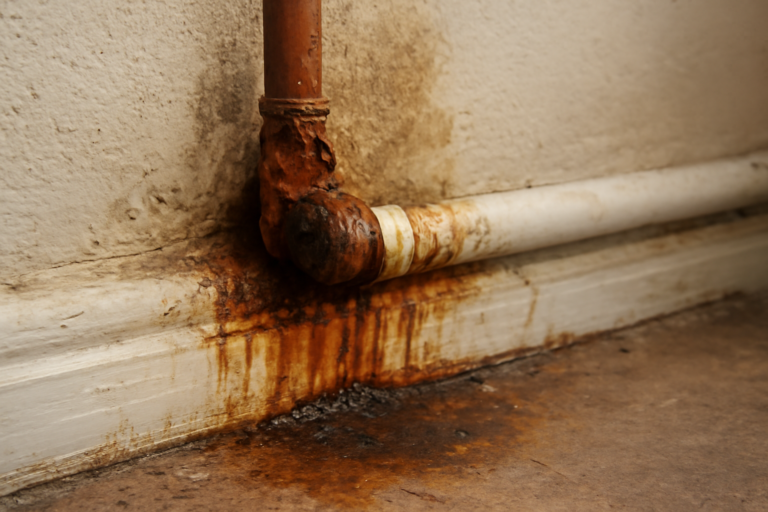 Corroded Pipe Water Removal